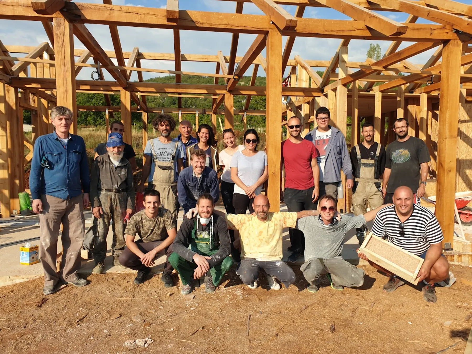 The family at home in the hempcrete house