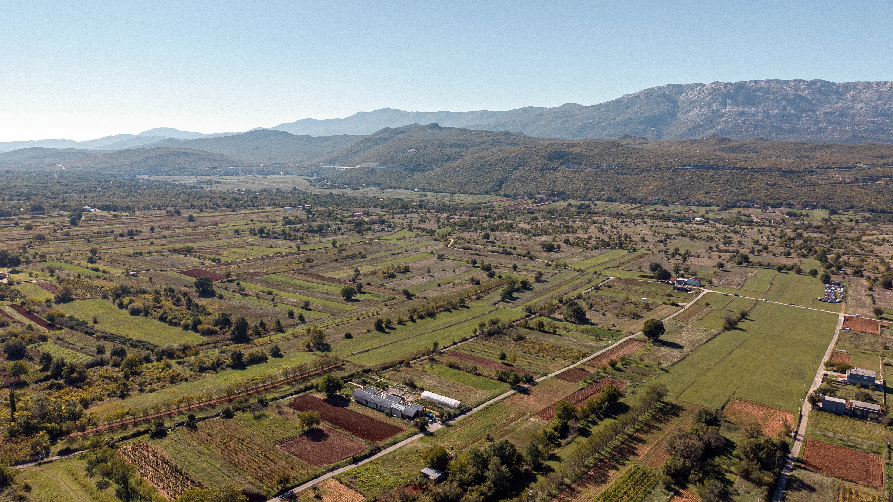 Mrvica farm from above at golden hour